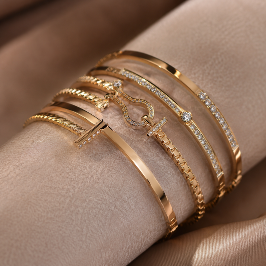 Ensemble de Bracelets Dorés Femme – Élégance Scintillante